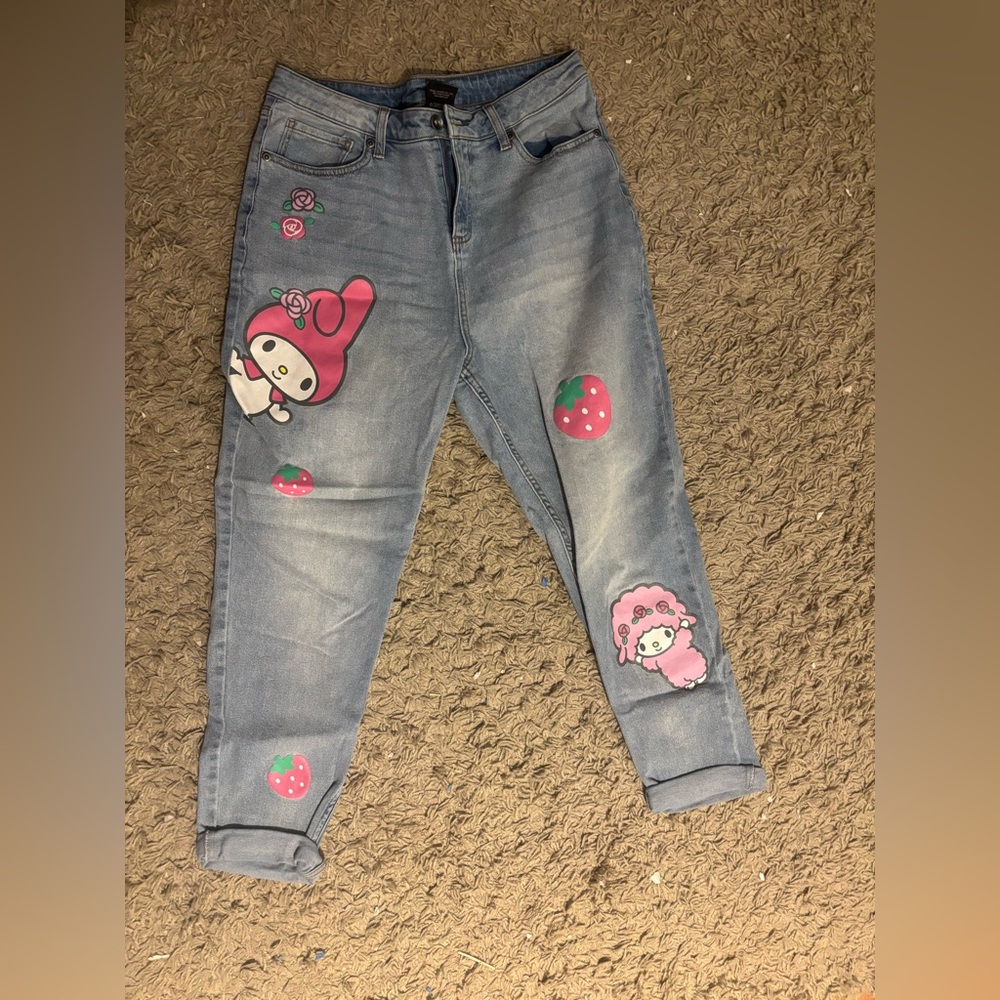 Sanrio Pastel Blue Cartoon Character Jeans